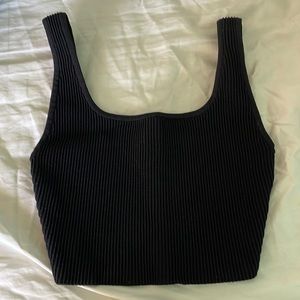 Babaton Black Ribbed Crop Top